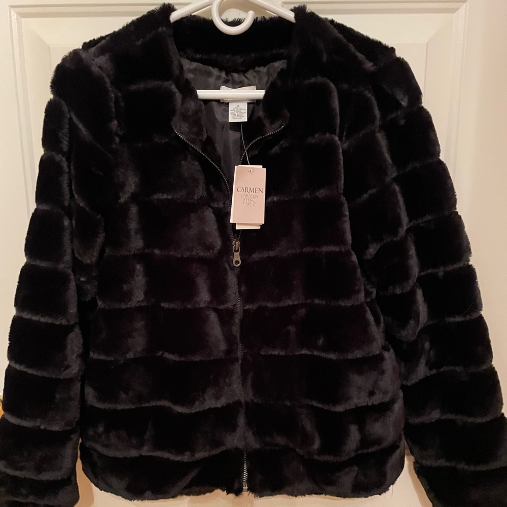 Carmen Black Faux Fur Jacket